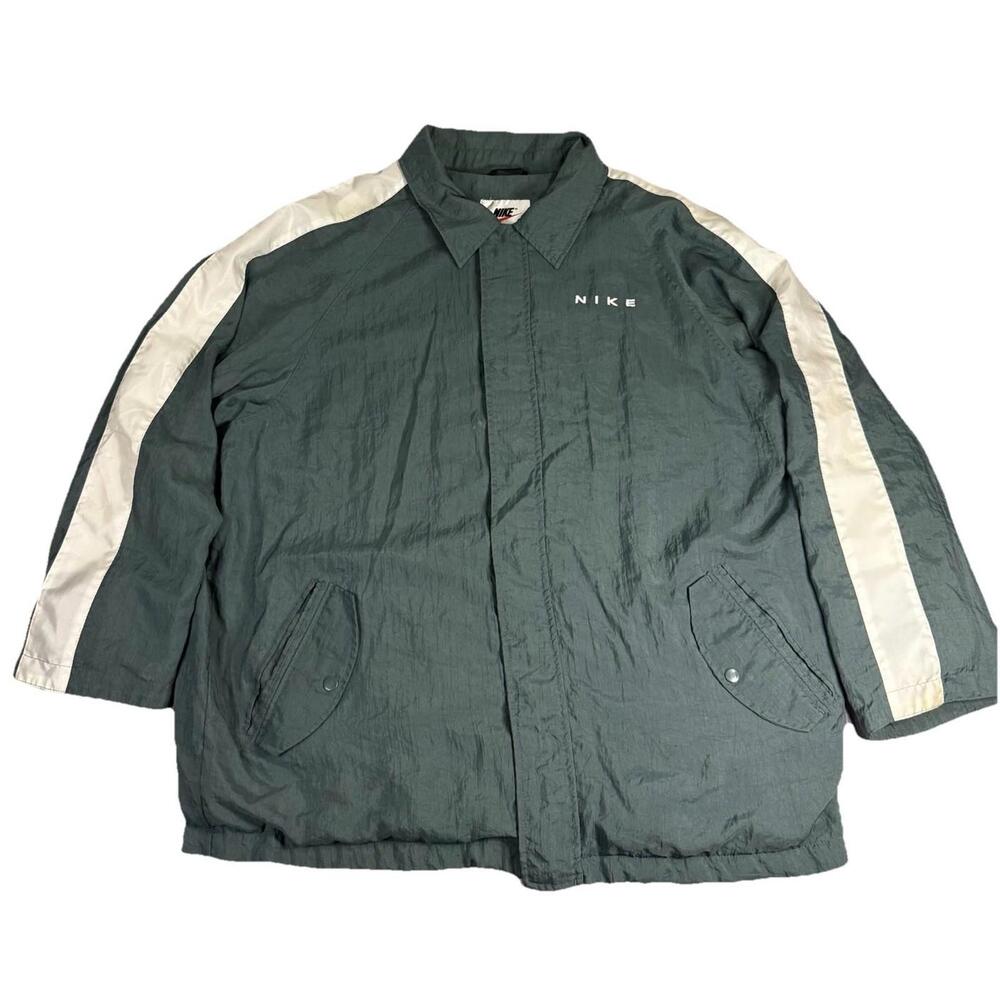 Vintage Nike Over Silhouette Nylon Jacket Fleece Lined Trench Coat Men’s 2XL XXL